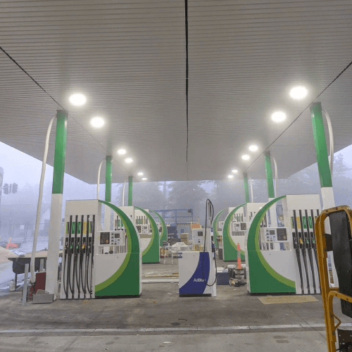 Service station canopy lighting installed by JT Electrical NSW